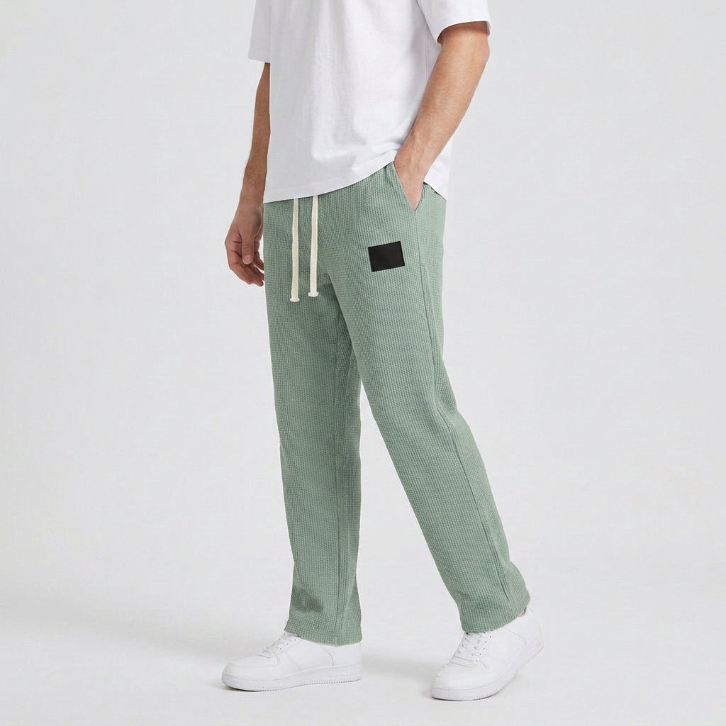 Waffle-Knit Straight Leg Sweatpants for Men