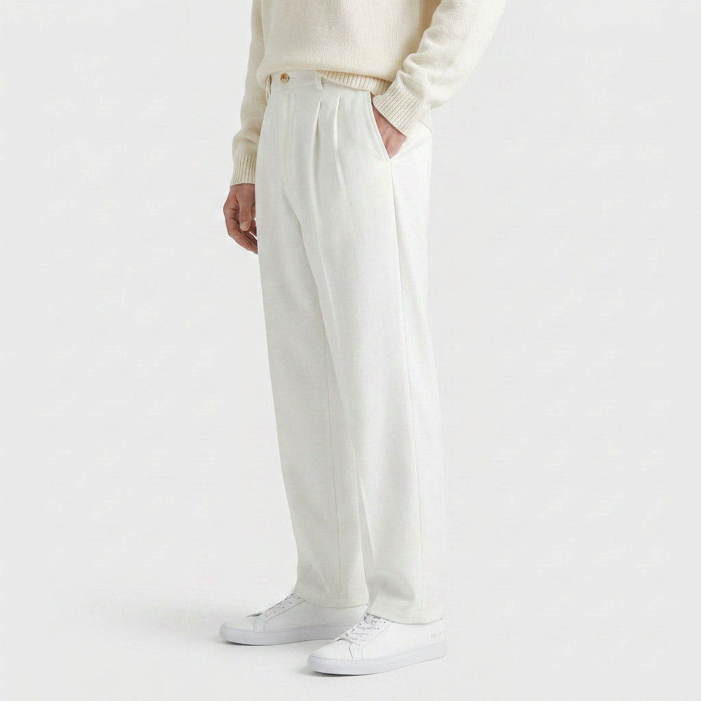 Soft Pleat Wide Leg Trousers for Men