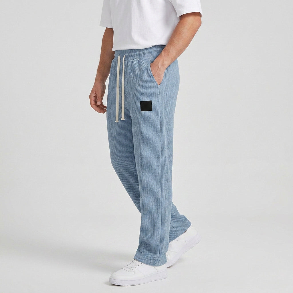 Waffle-Knit Straight Leg Sweatpants for Men