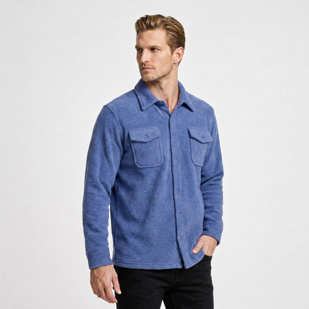 Button-Front Fleece Overshirt for Men