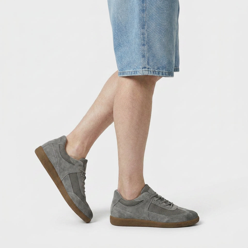 Suede and Mesh Retro Trainers for Men