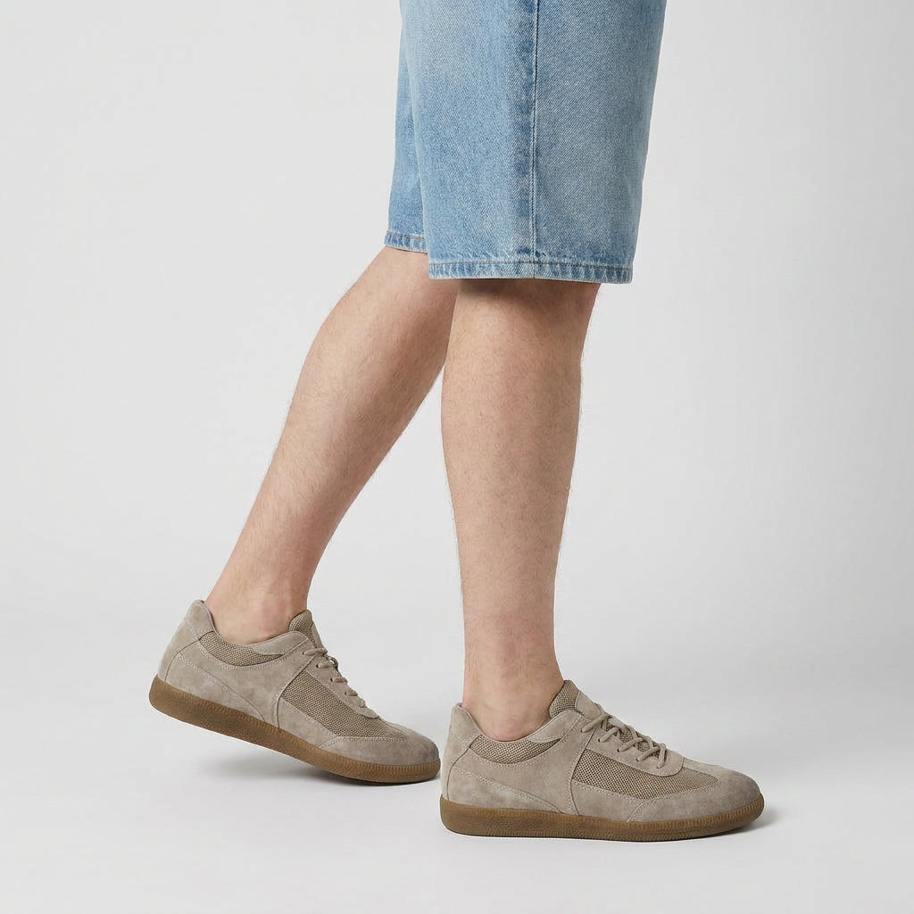 Suede and Mesh Retro Trainers for Men
