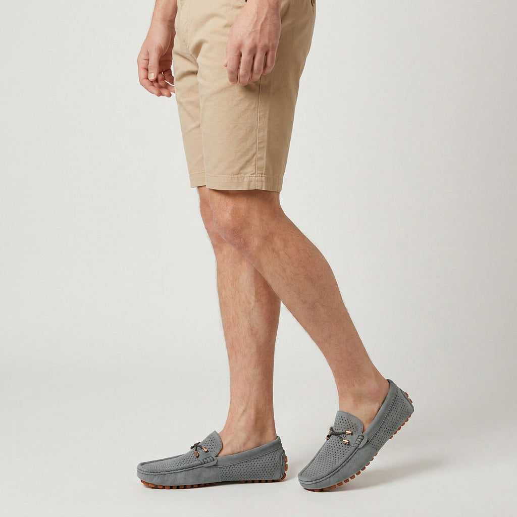 Perforated Suede Driving Moccasin Loafers for Men