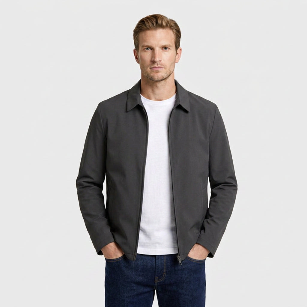 Full-Zip Bomber Jacket Shirt Collar Regular Fit for Men