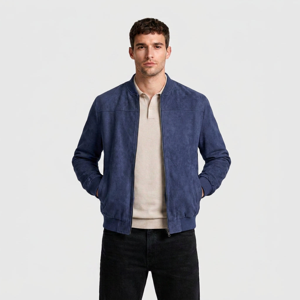 Suede Bomber Jacket for Men