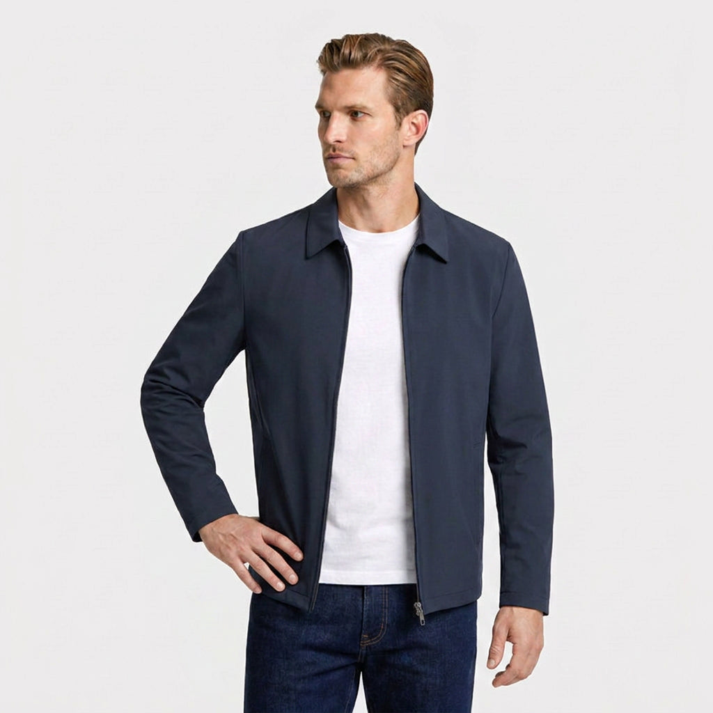 Full-Zip Bomber Jacket Shirt Collar Regular Fit for Men