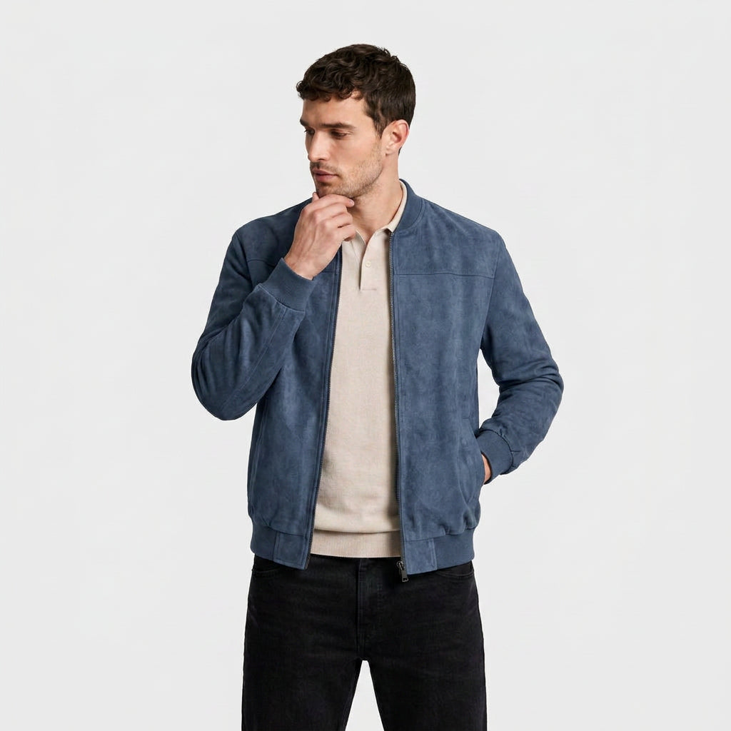 Suede Bomber Jacket for Men