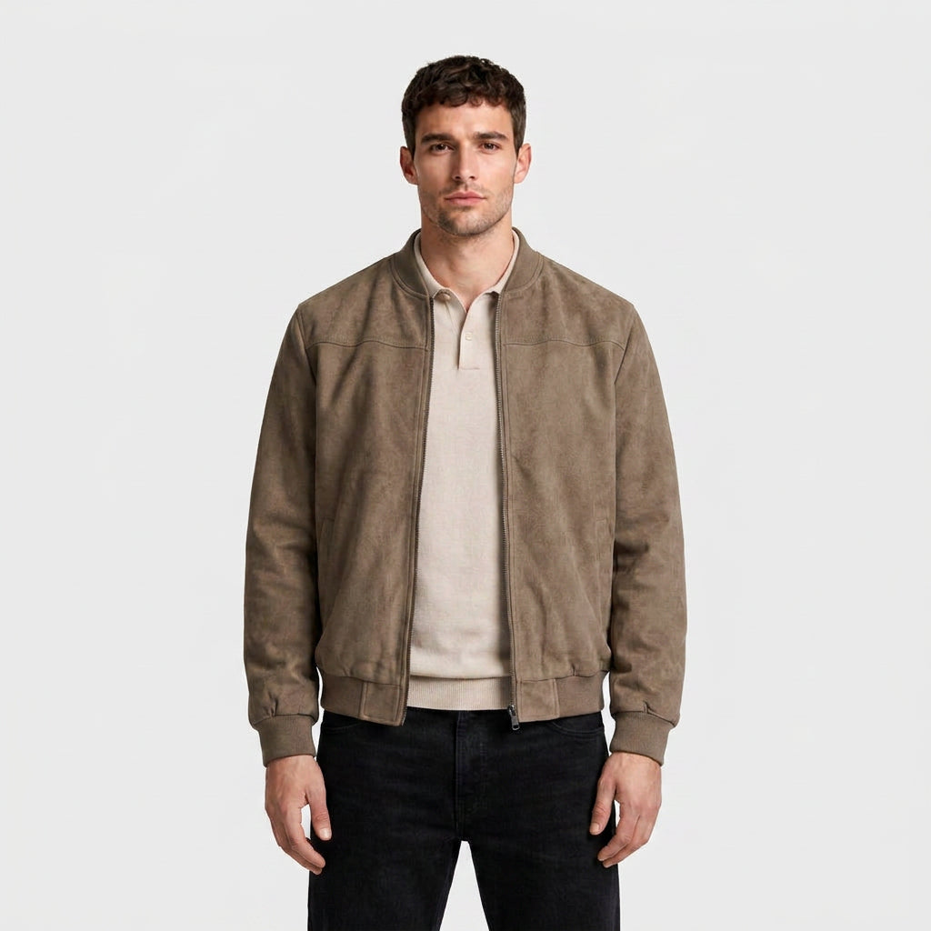 Suede Bomber Jacket for Men