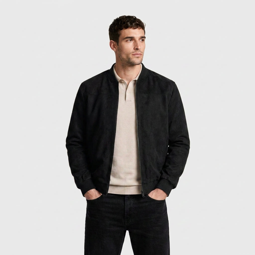Suede Bomber Jacket for Men