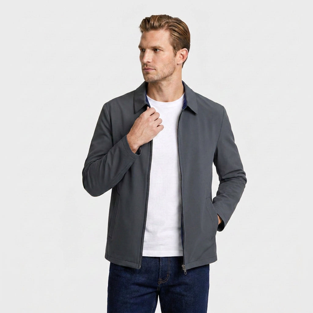 Full-Zip Bomber Jacket Shirt Collar Regular Fit for Men