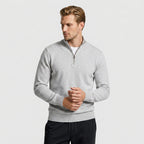 Quarter Zip Knit Sweater Ribbed Cuffs And Hem for Men