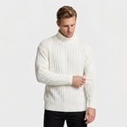 Ribbed Knit Turtleneck Sweater Regular Fit for Men