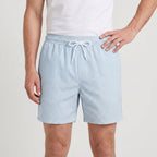 Striped Swim Shorts Elastic Waist Drawcord for Men