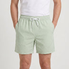 Striped Swim Shorts Elastic Waist Drawcord for Men