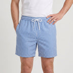 Striped Swim Shorts Elastic Waist Drawcord for Men
