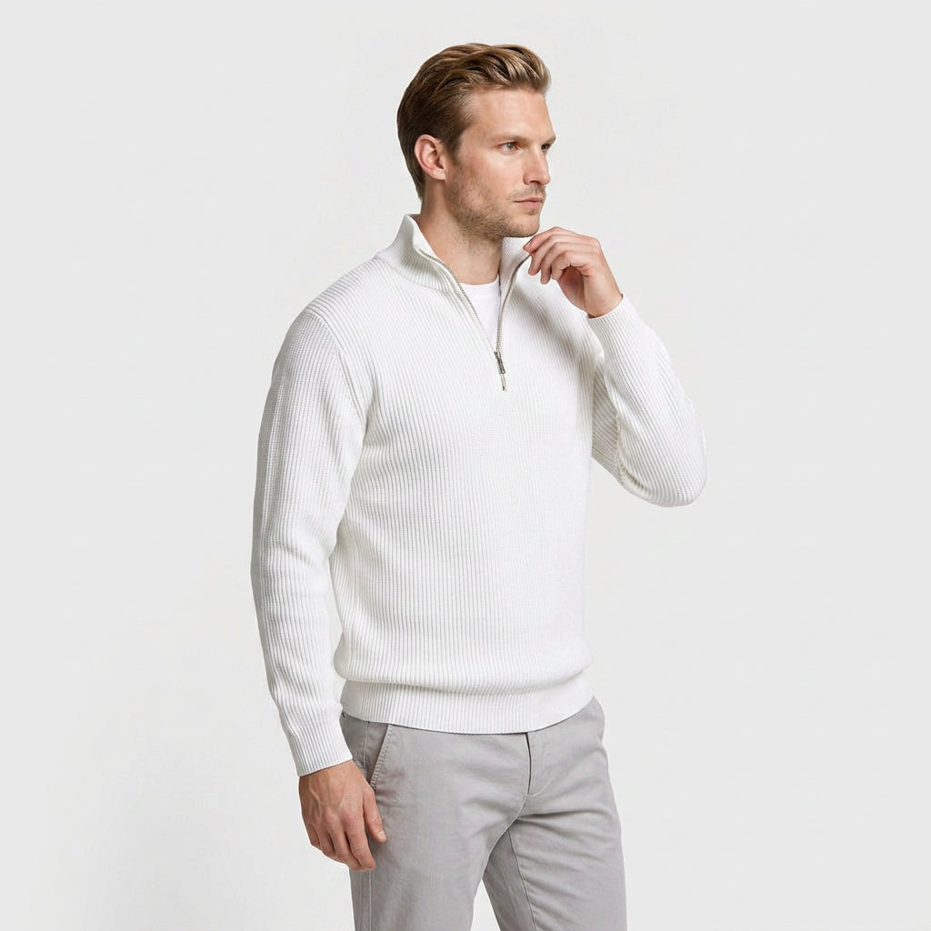 Ribbed Quarter-Zip Sweater for Men