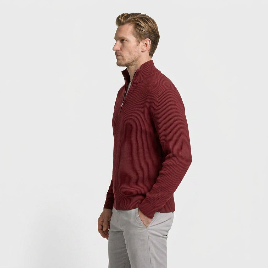 Ribbed Quarter-Zip Sweater for Men
