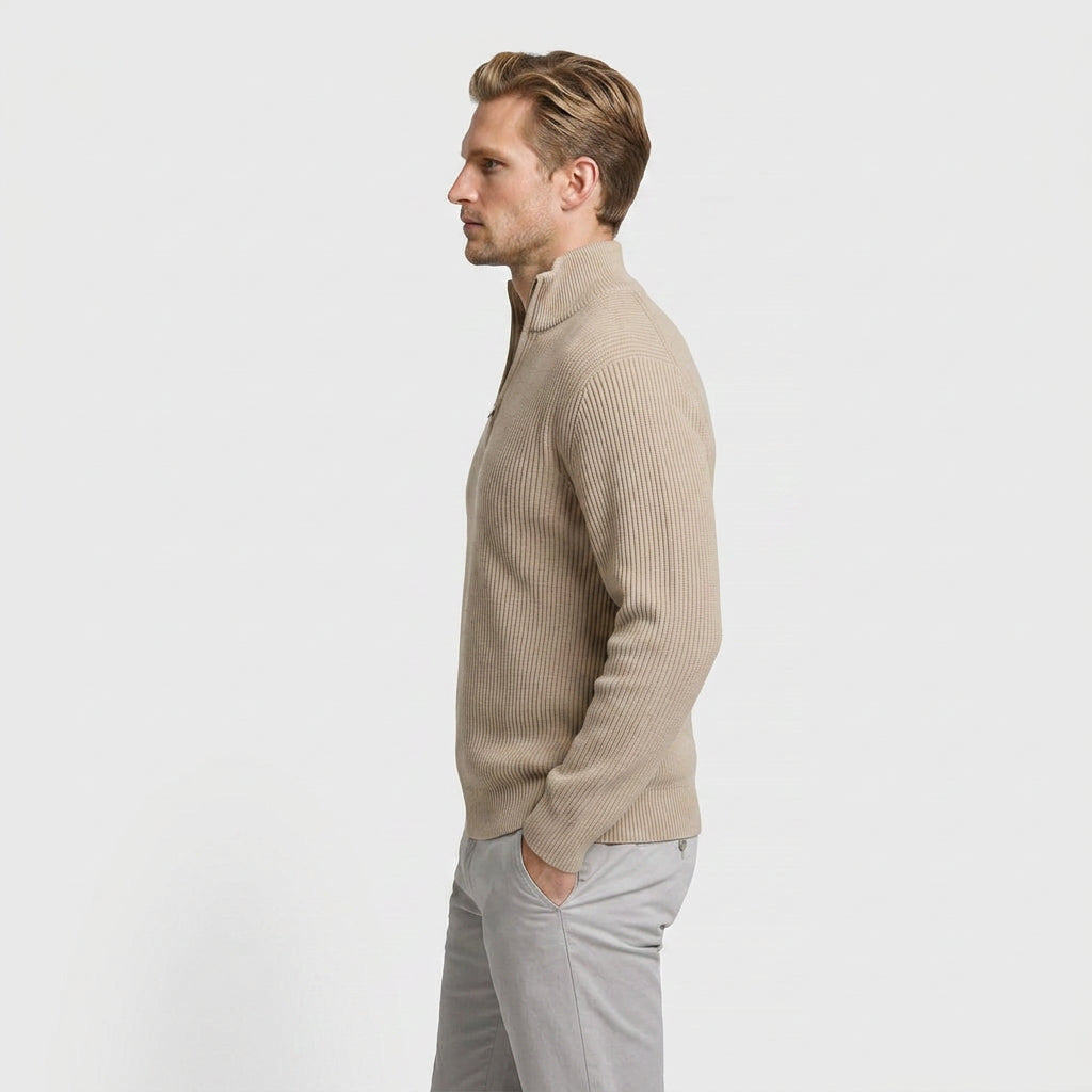 Ribbed Quarter-Zip Sweater for Men