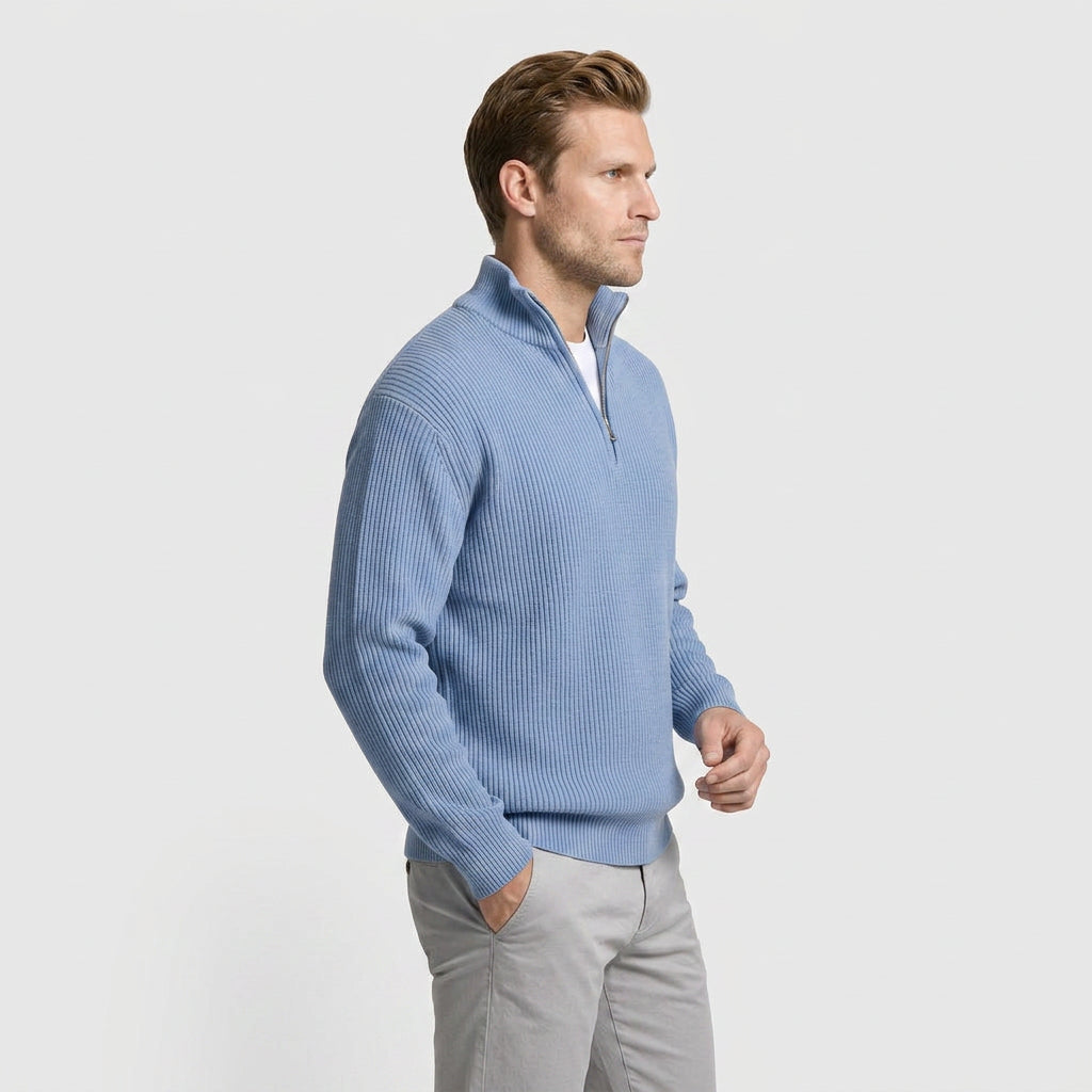 Ribbed Quarter-Zip Sweater for Men
