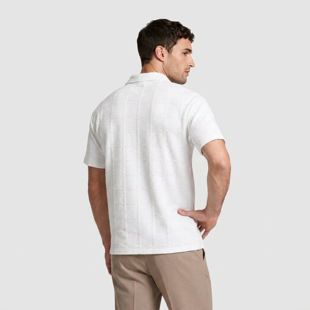 Textured Jacquard Polo Open Collar for Men