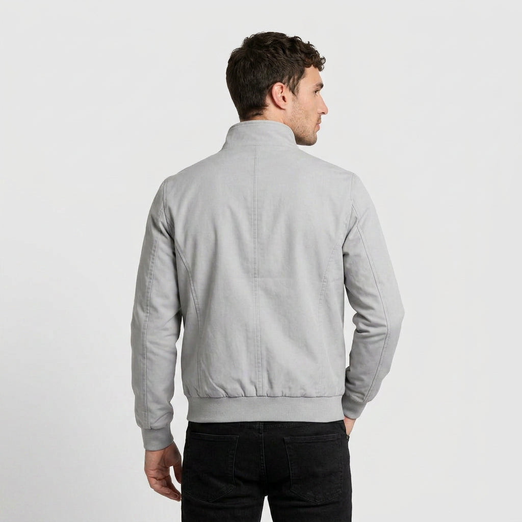 Stand Collar Zip Jacket Contrast Lining for Men