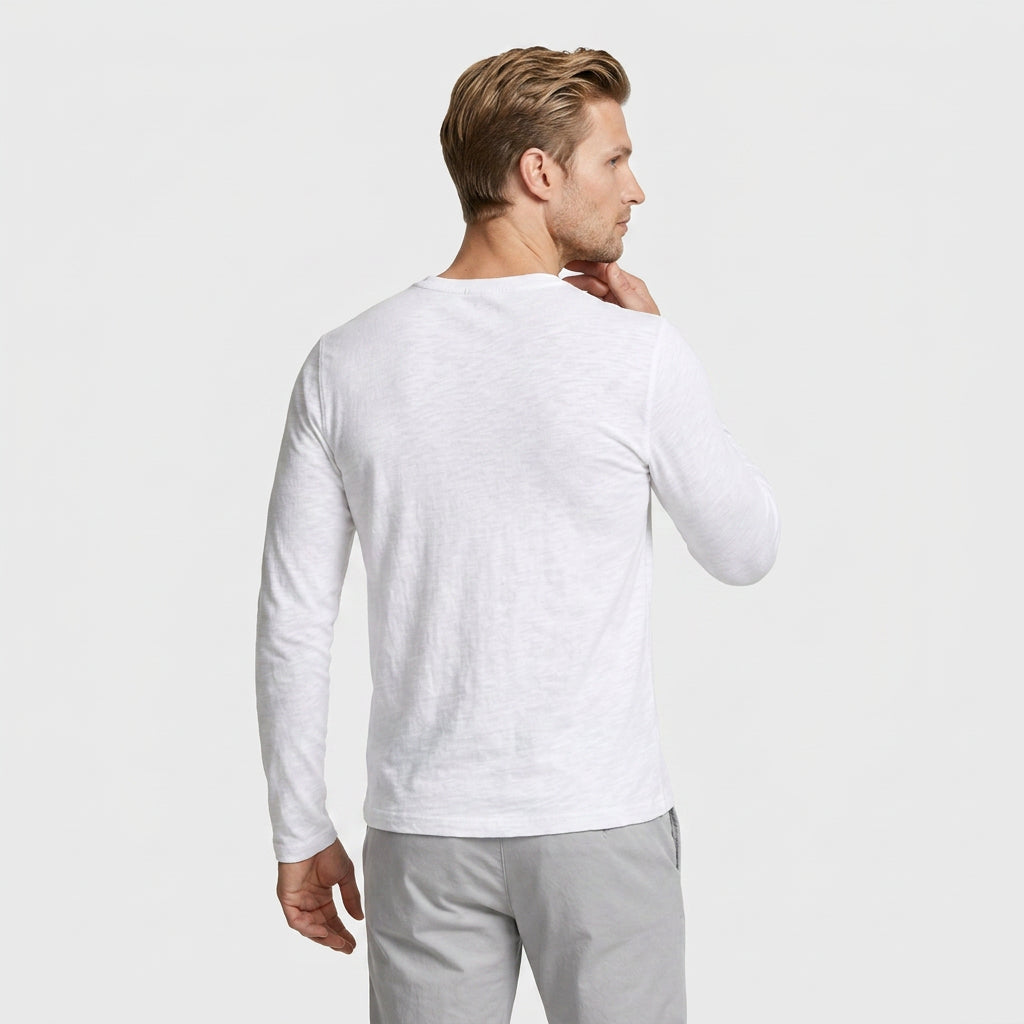 Long Sleeve Henley Slub Jersey for Men