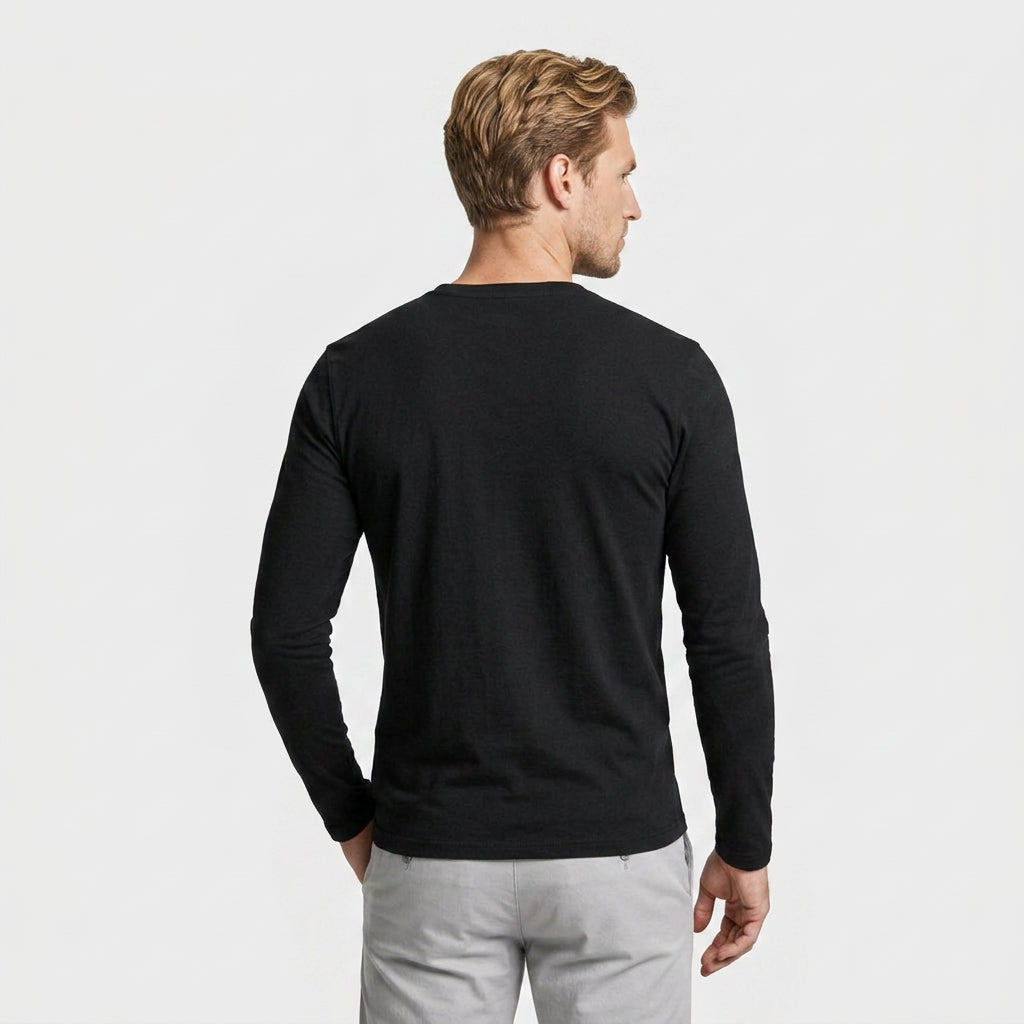 Long Sleeve Henley Slub Jersey for Men