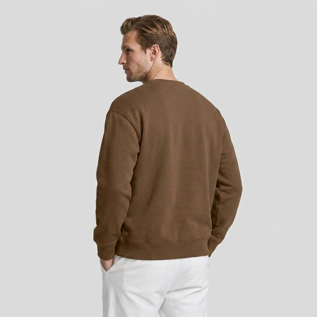 Crew Neck Cotton Blend Sweatshirt Regular Fit for Men