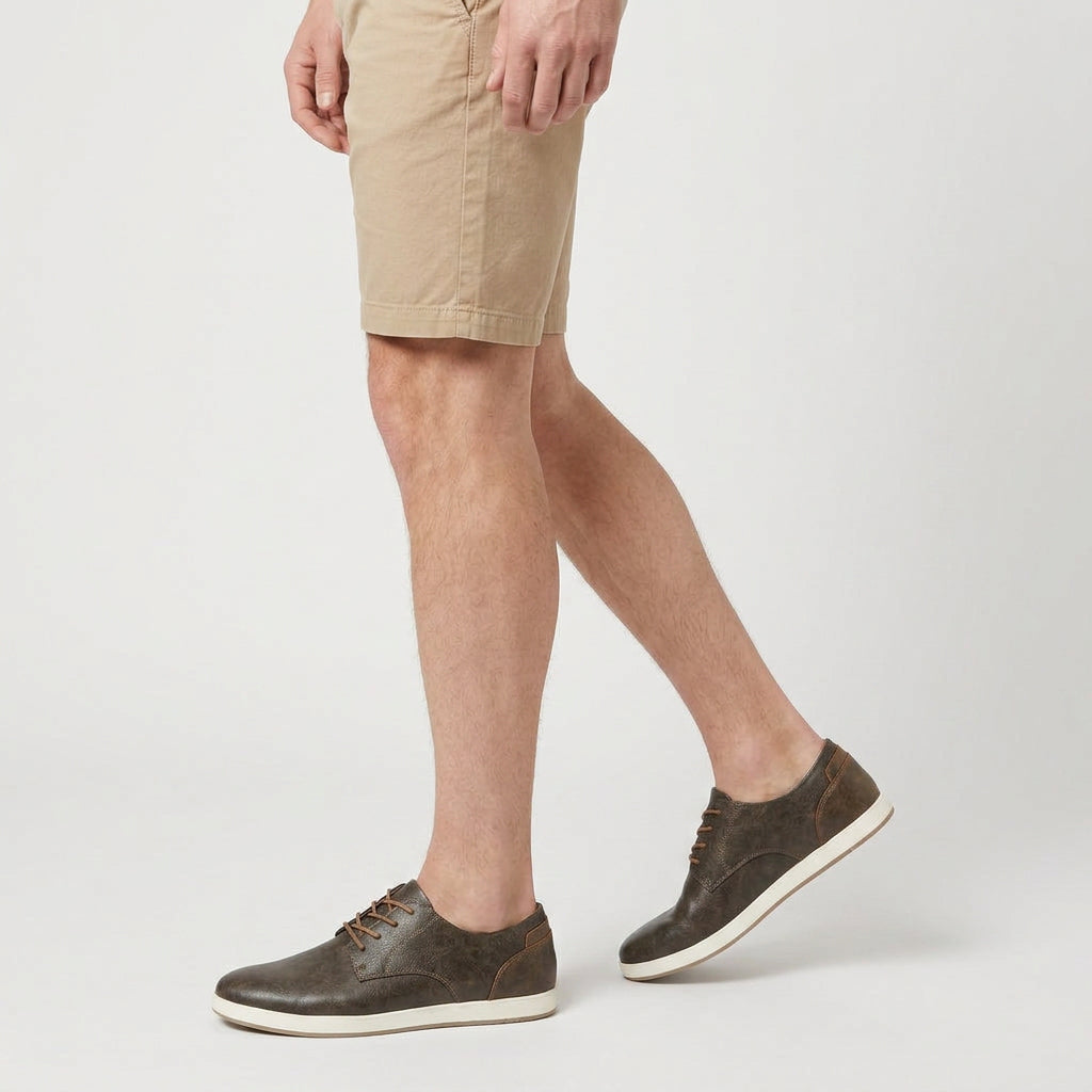 Leather Look Derby Sneaker Contrast Sole for Men