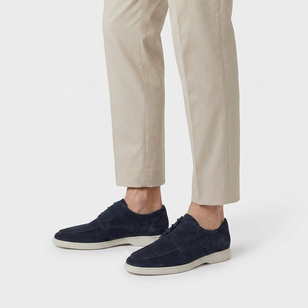 Suede Derby Shoes with Contrast Sole for Men