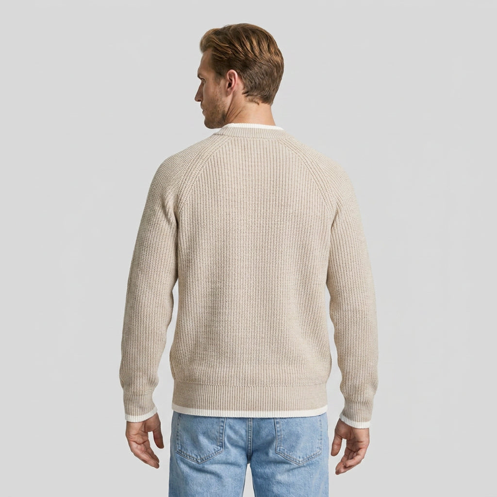 Mock Neck Ribbed Knit Sweater Regular Fit for Men