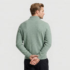 Quarter Zip Knit Sweater Ribbed Cuffs And Hem for Men