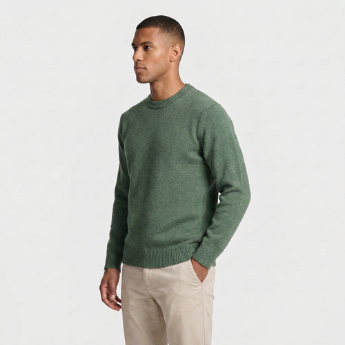 Crew Neck Knit Sweater Ribbed Regular Fit for Men
