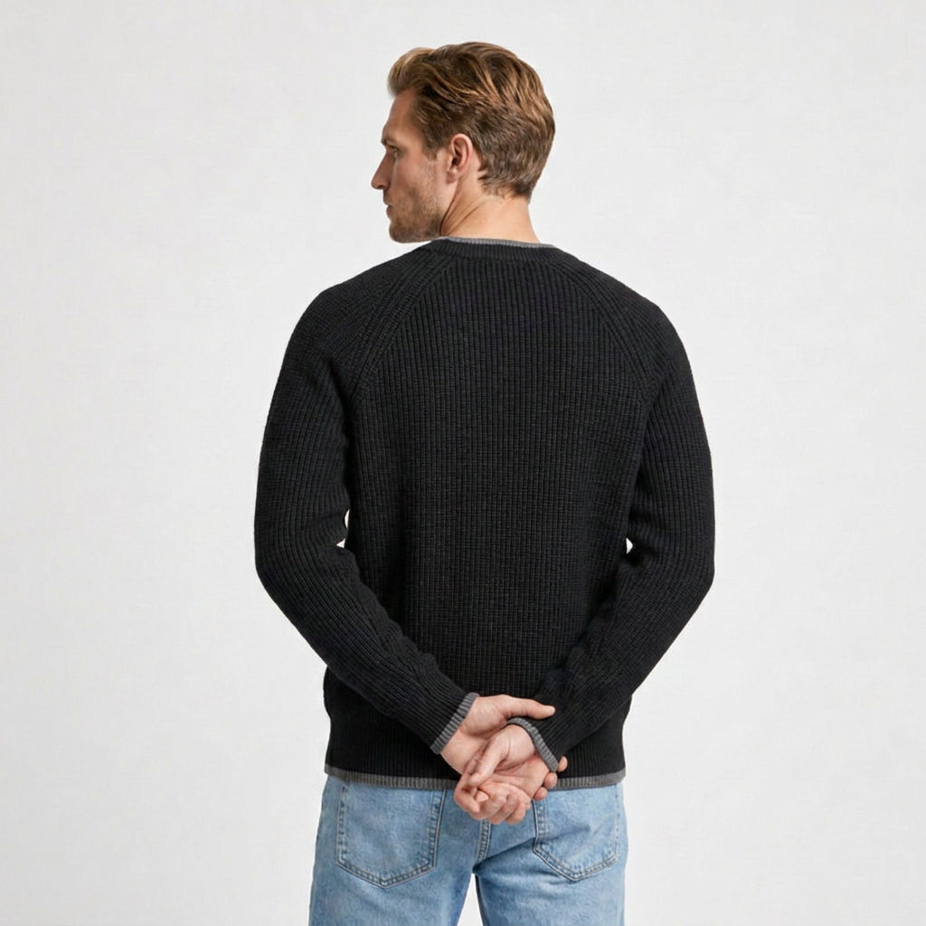 Mock Neck Ribbed Knit Sweater Regular Fit for Men