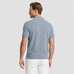 Ribbed Knit Polo Chest Pocket Three Button for Men