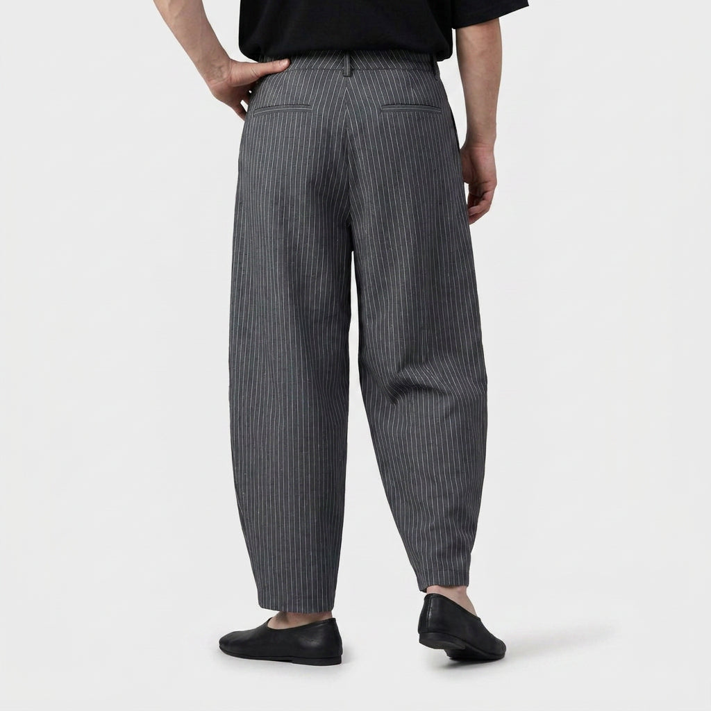 Oversized Pleated Pinstripe Trousers for Men