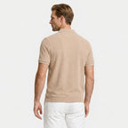Ribbed Knit Polo Chest Pocket Three Button for Men