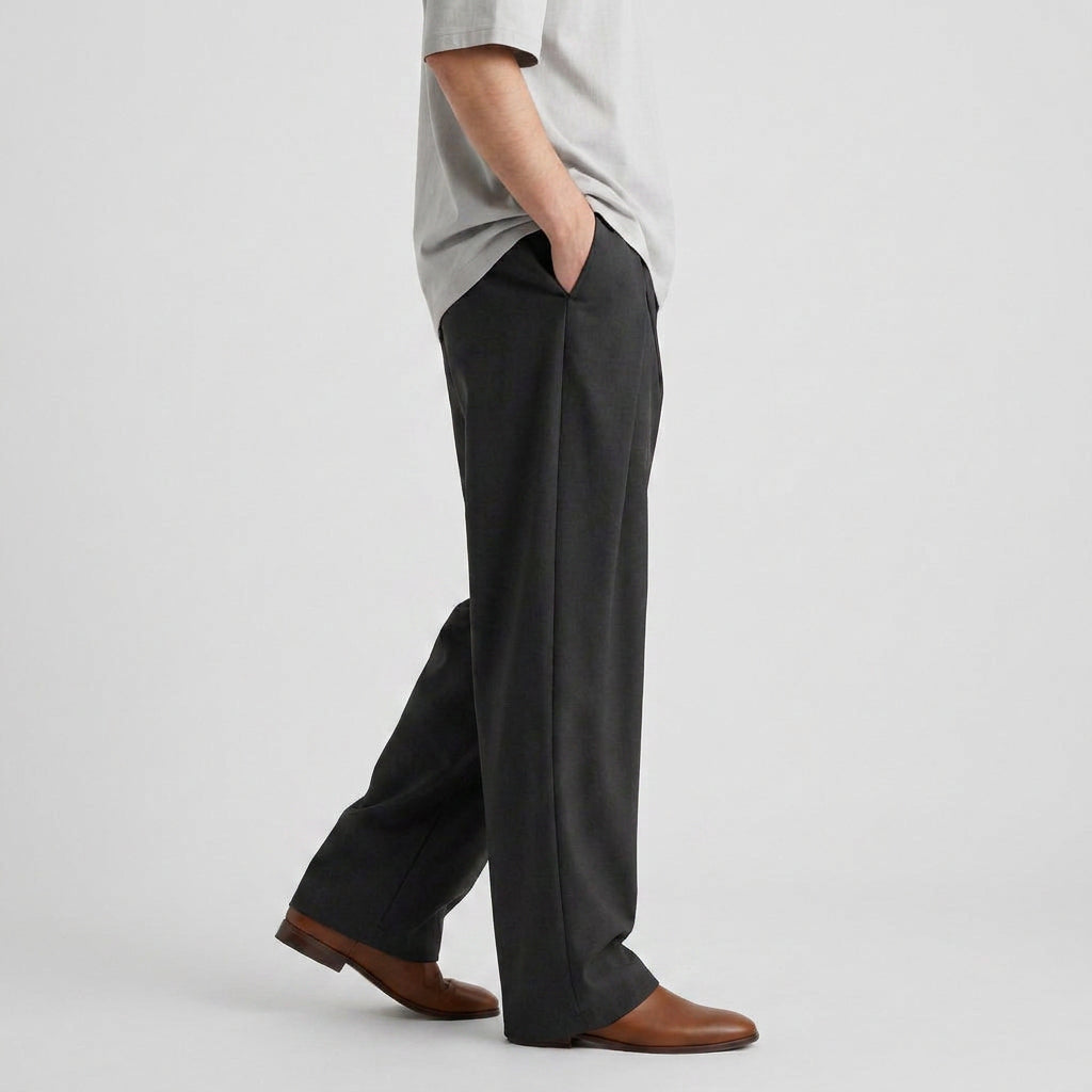 Deep Pleat Wide Leg Trousers for Men