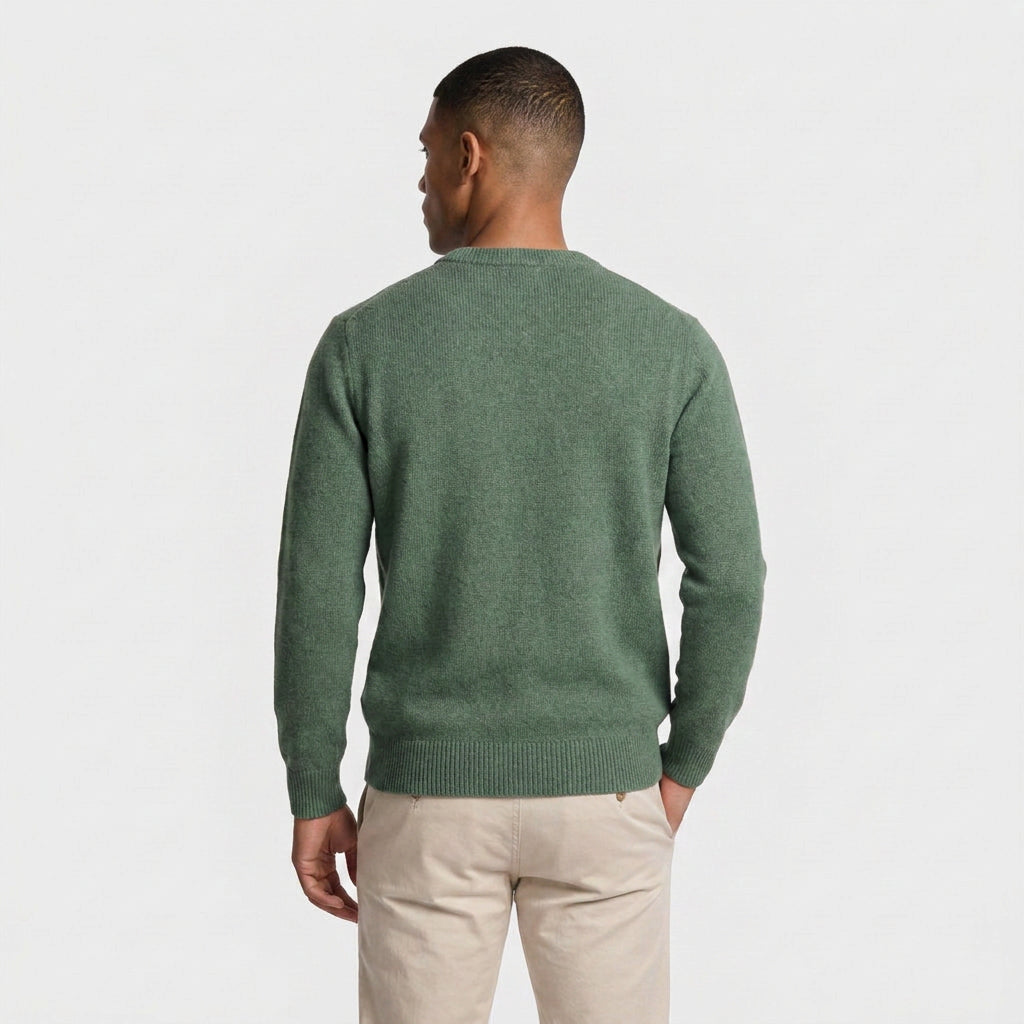 Crew Neck Knit Sweater Ribbed Regular Fit for Men