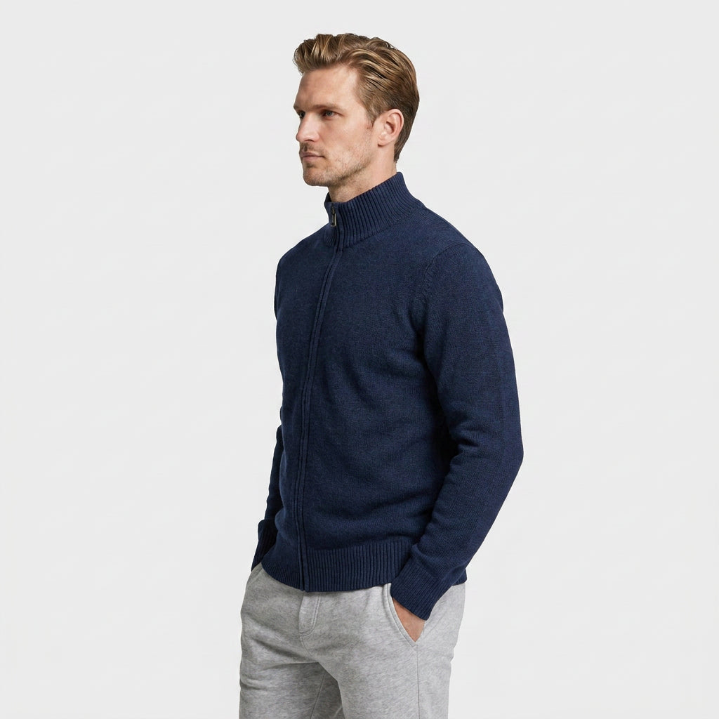 Zip-Up Cotton Cardigan Regular Fit for Men