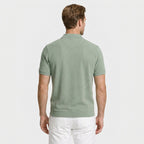 Ribbed Knit Polo Chest Pocket Three Button for Men