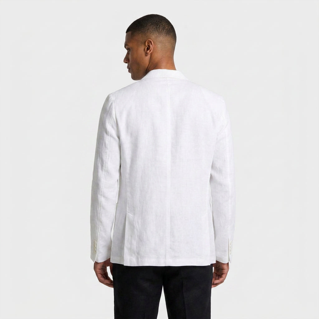 Linen Blazer Notch Lapel Patch Pockets for Men