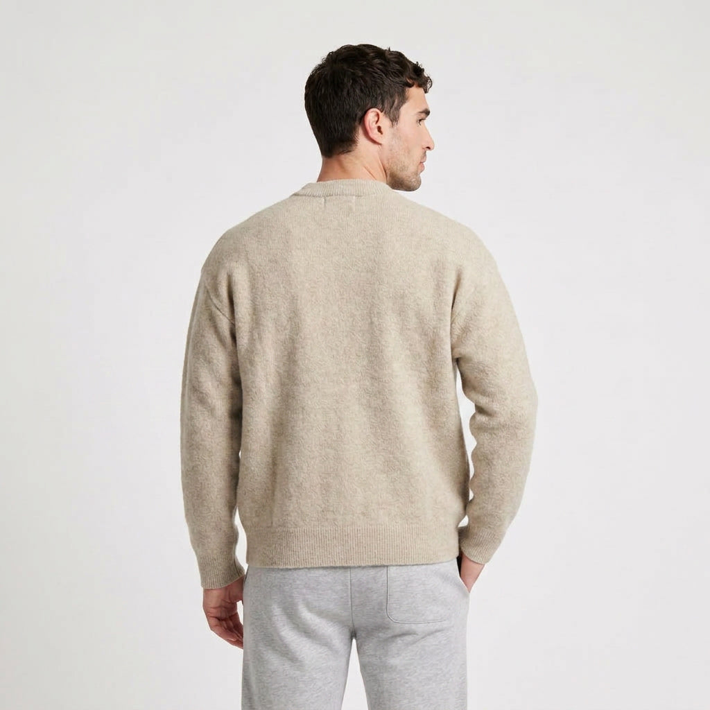 Wool Blend Bomber Cardigan Patch Pockets Button Front for Men
