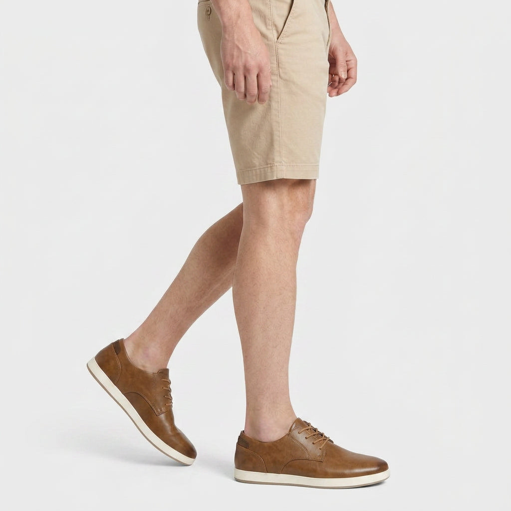 Leather Look Derby Sneaker Contrast Sole for Men