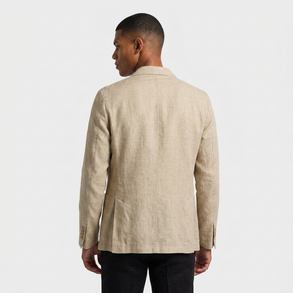 Linen Blazer Notch Lapel Patch Pockets for Men