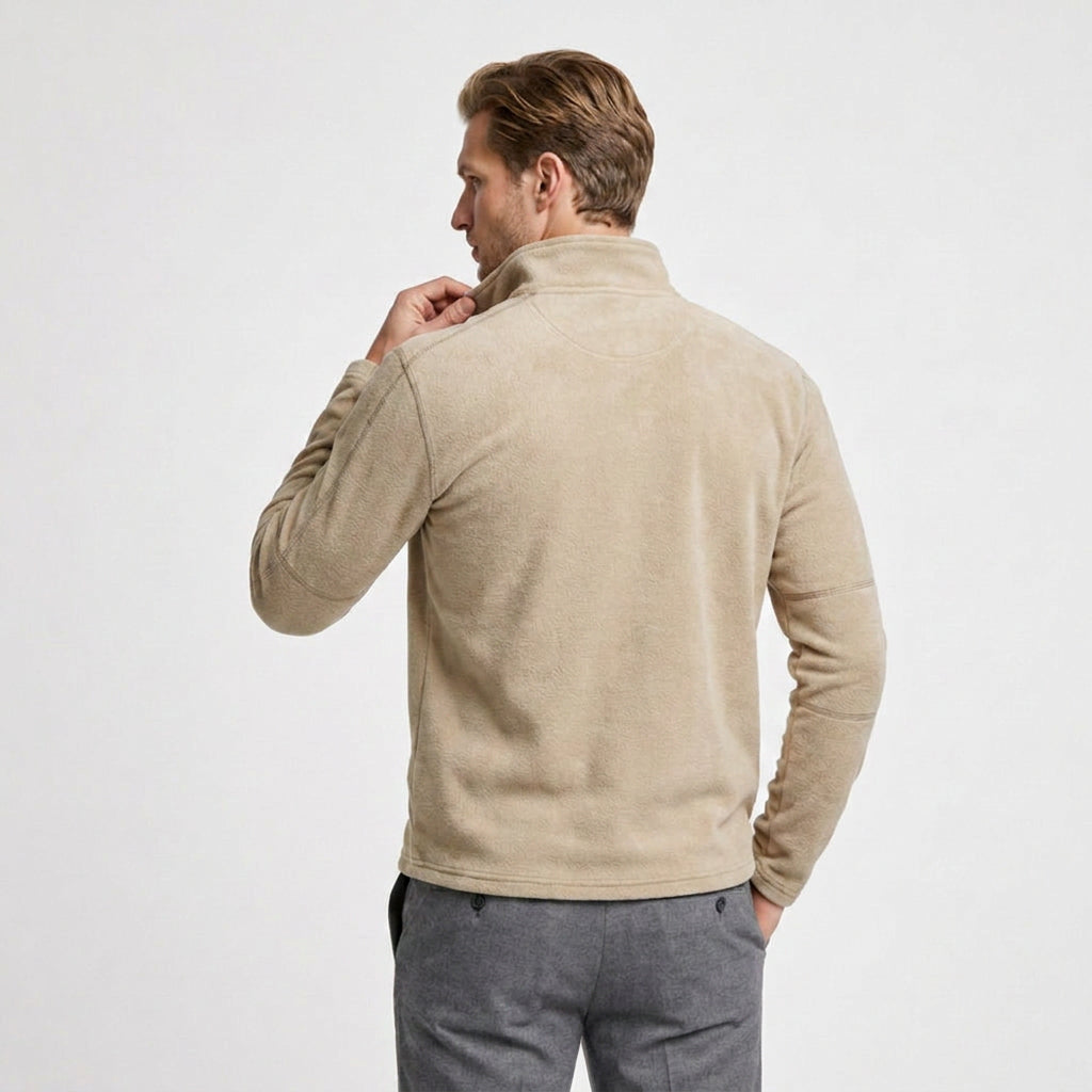 Fleece Half-Zip Sweatshirt High Collar Regular Fit for Men