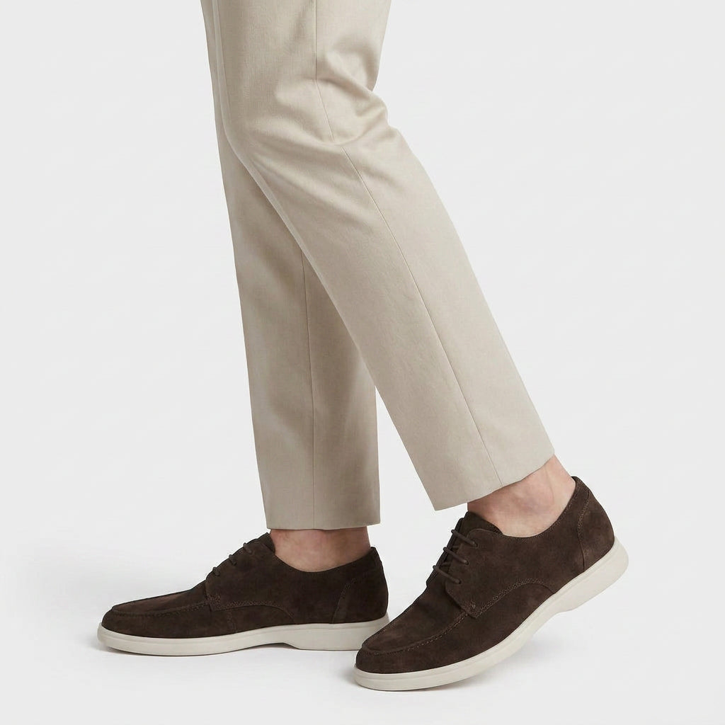 Suede Derby Shoes with Contrast Sole for Men