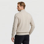 Quarter Zip Knit Sweater Ribbed Cuffs And Hem for Men