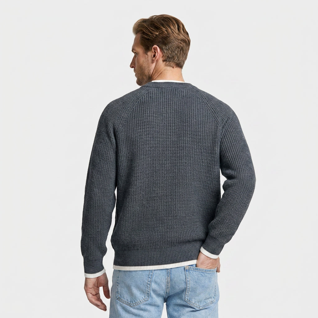 Mock Neck Ribbed Knit Sweater Regular Fit for Men
