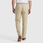 Tapered Leg Pleated Linen Trousers for Men